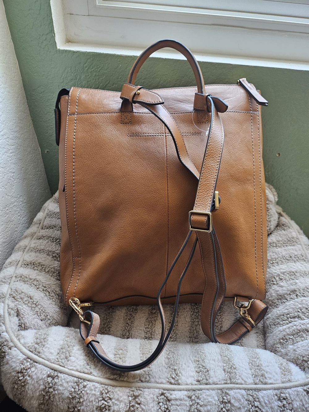 Fossil Brown Leather Backpack Tote - Picture 5 of 9